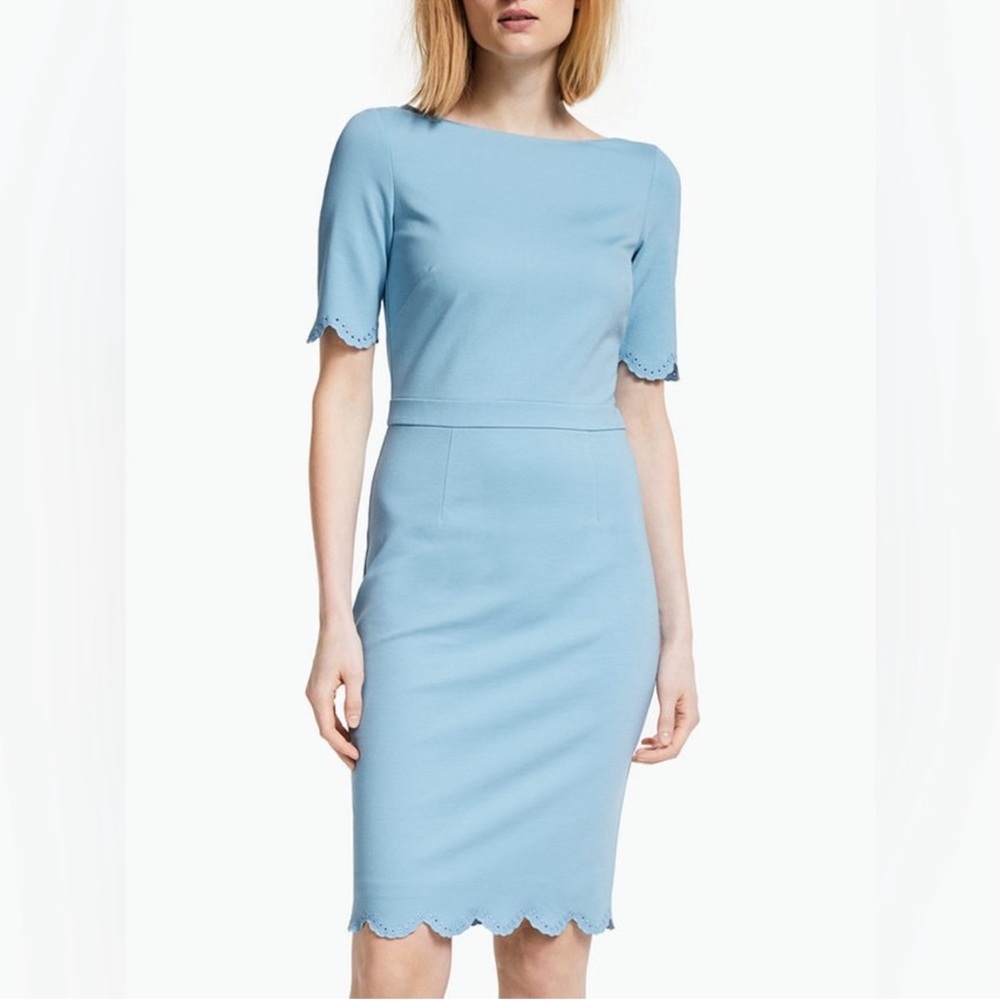 Boden blue body con eyelet dress